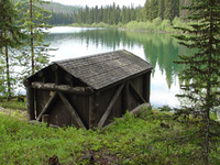 Lower Logging Lake Snowshoe Cabin and Boathouse Lower Logging Lake Snowshoe Cabin and Boathouse